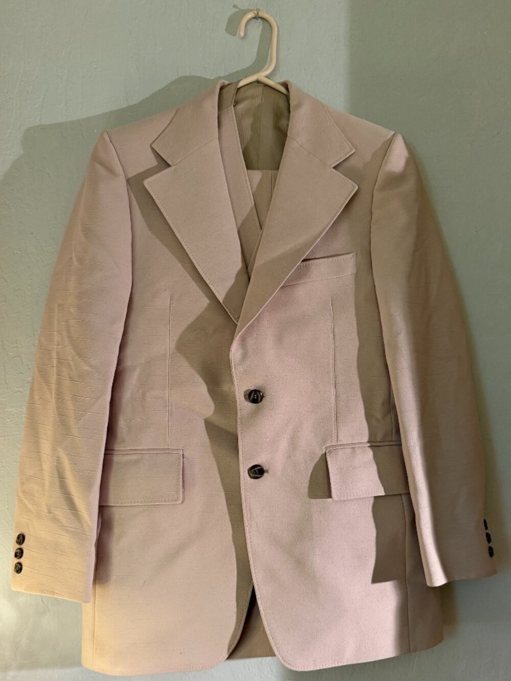 Vintage 1970s Ivory 3 Piece Suit Disco Groom Wedding Petrocelli 33x31